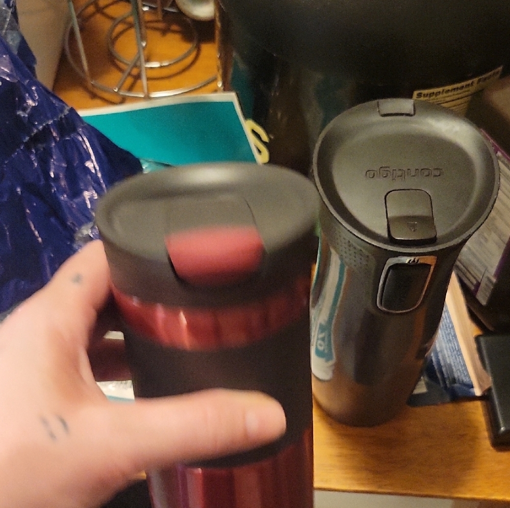 Contigo Dual Travel Mugs in Red and Silver